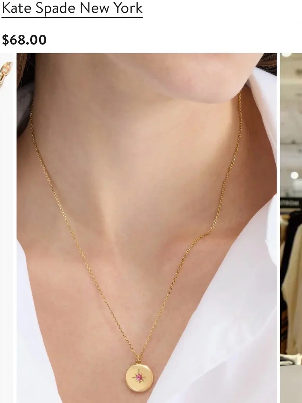 Kate Spade New York NEW clear honesty medallion necklace